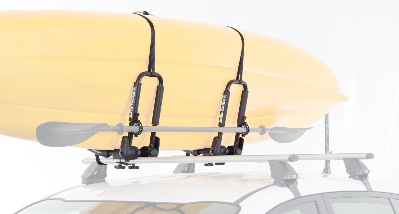 Vehicle Roof Mounted Kayak J-Rack Carrier with Tie-Down Straps 